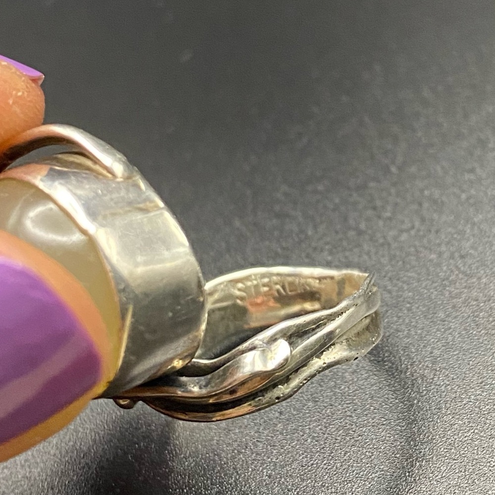 Sterling Silver Large Opal Stone Ring - image 8